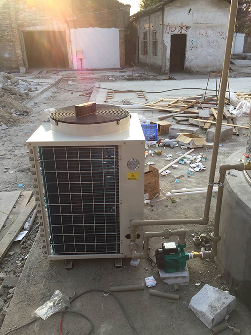 廣州一建2臺(tái)5P機(jī)10噸水工地宿舍空氣能熱水工程